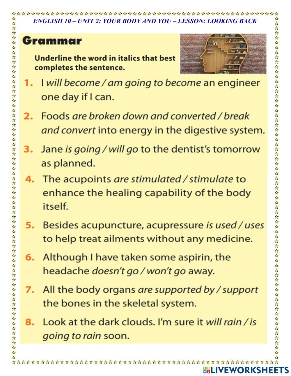 English 10 unit 2 looking back worksheet live worksheets