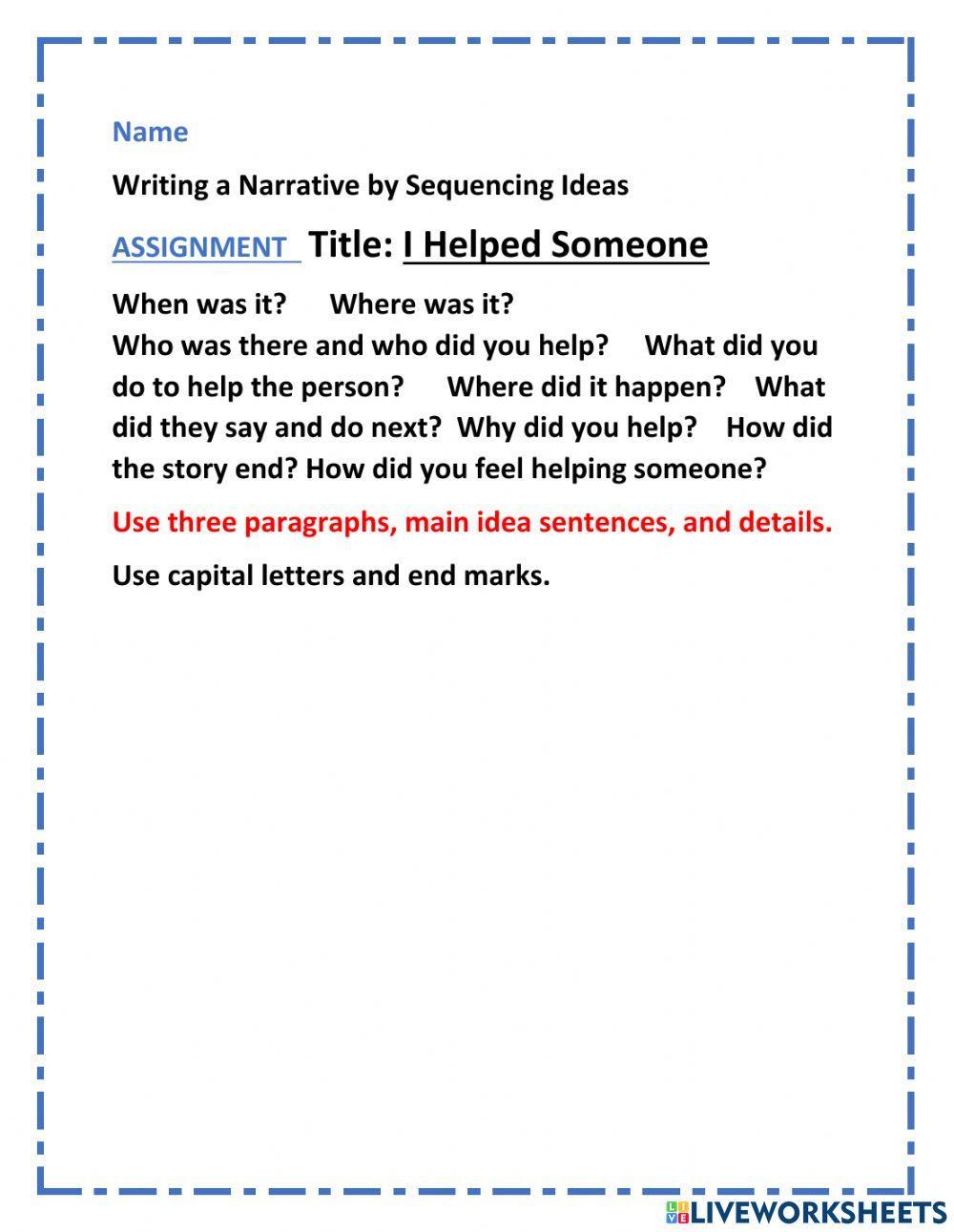 Narrative Essay using sequencin