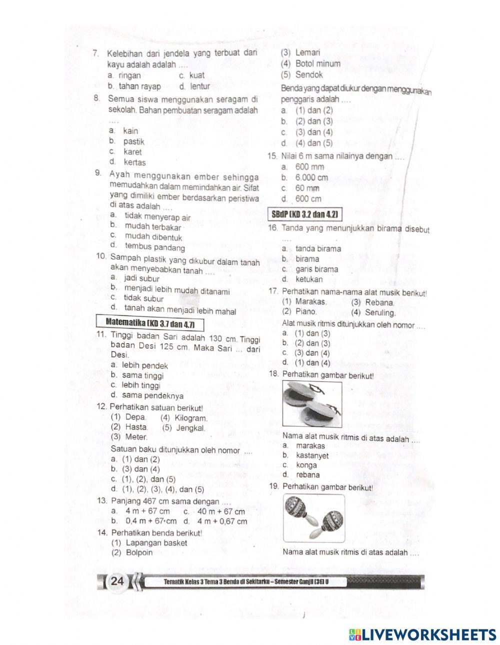Evaluasi tema 3 subtema 1