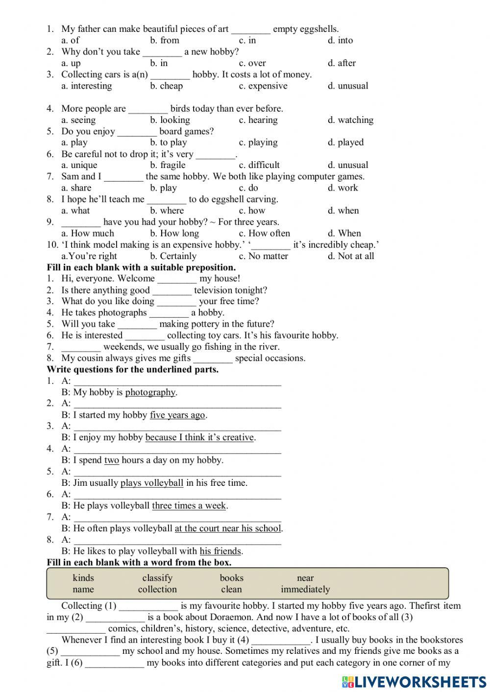 English 7- Test for Unit 1-MLH