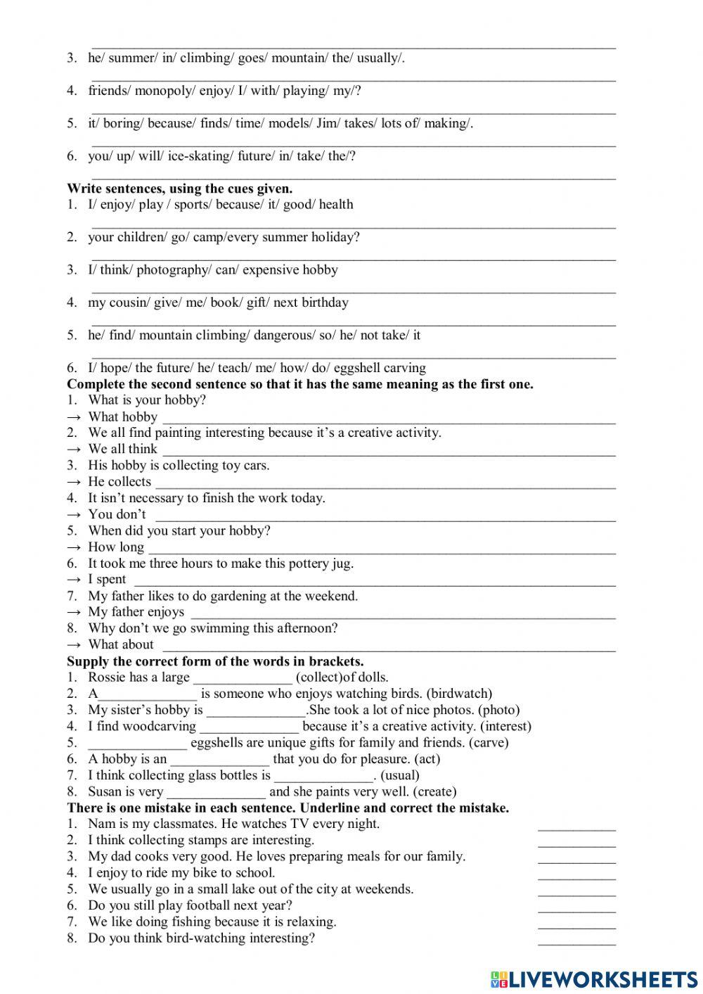 English 7- Test for Unit 1-MLH