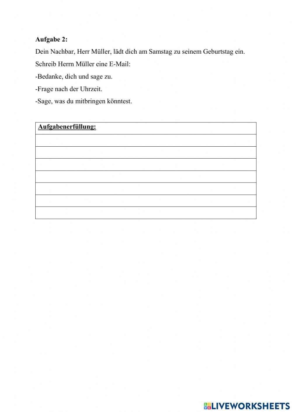 Schreiben A2 Test 01