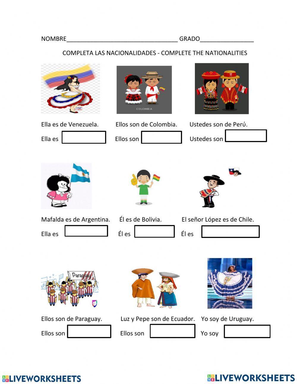 Las nacionalidades Gr 6 Las nacionalidades Gr 6
