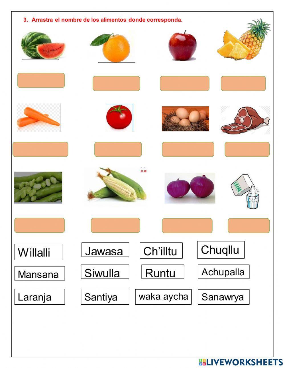 Evaluación colores y alimentos