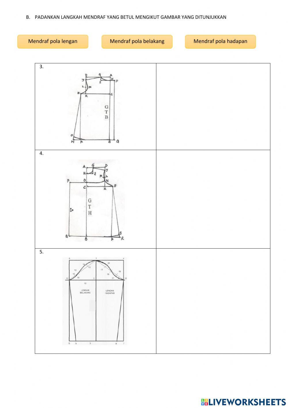 Level 1 latihan mendrag pola gaun kanak-kanak