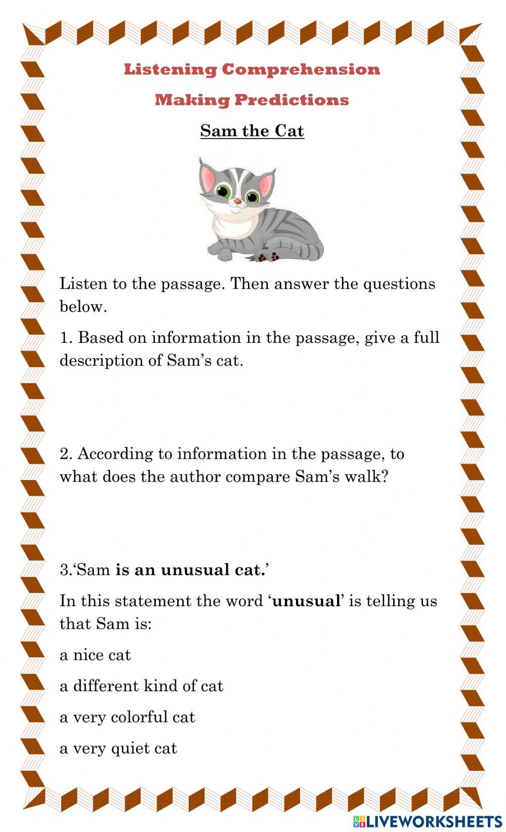 Making Predictions Listening Comprehension Passage