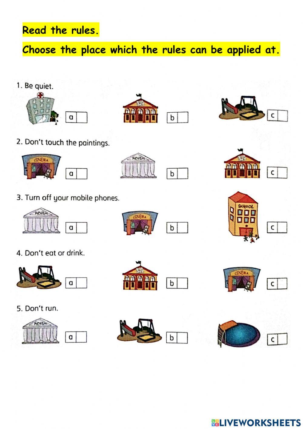 Unit 7 Out and About RULES RULES RULES