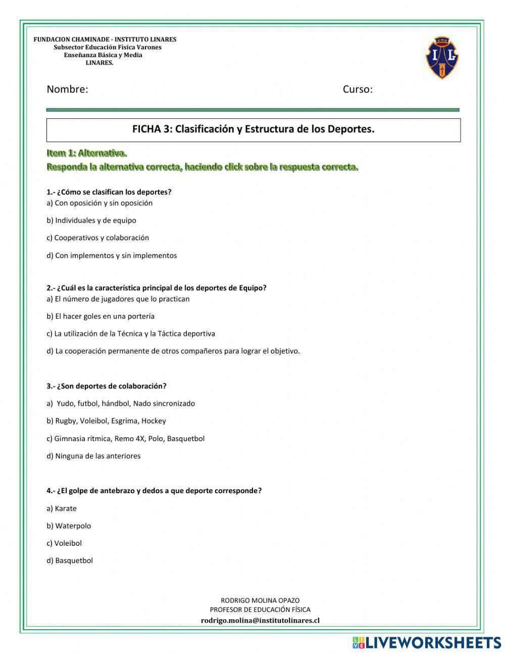 Clasificación de los Deportes