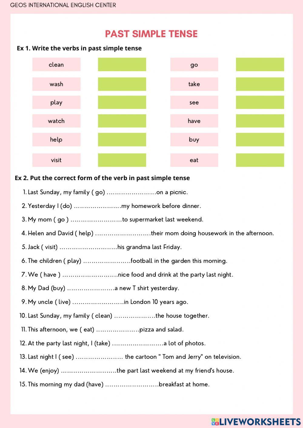 Grammar worksheet