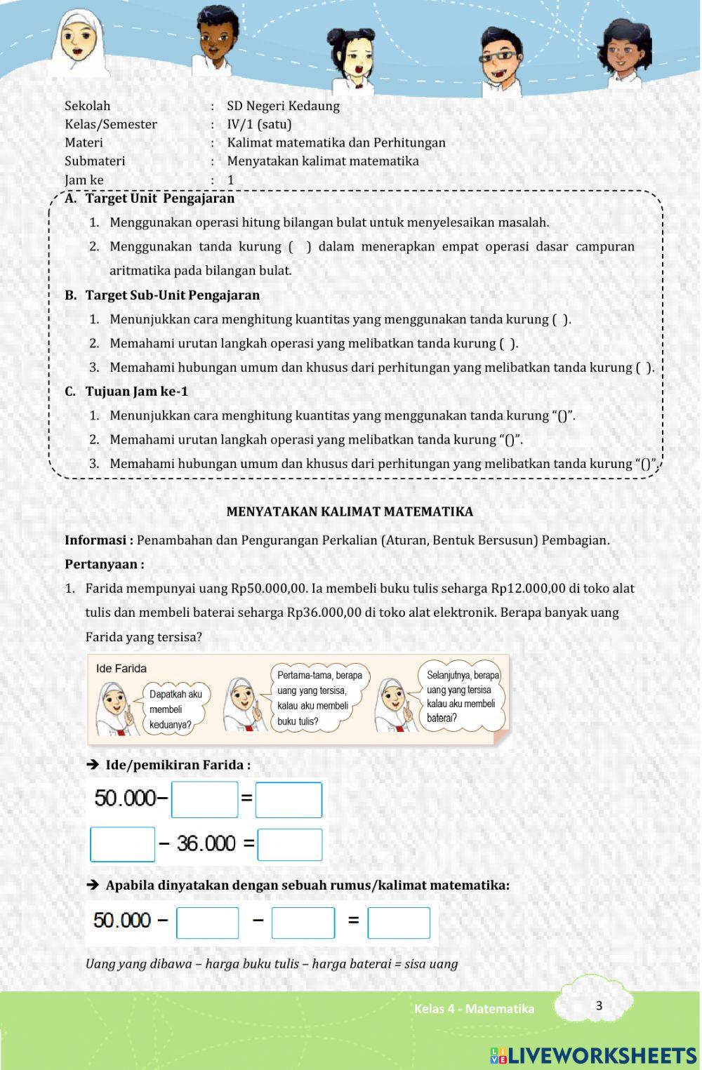 Kalimat MTK dan Perhitungan