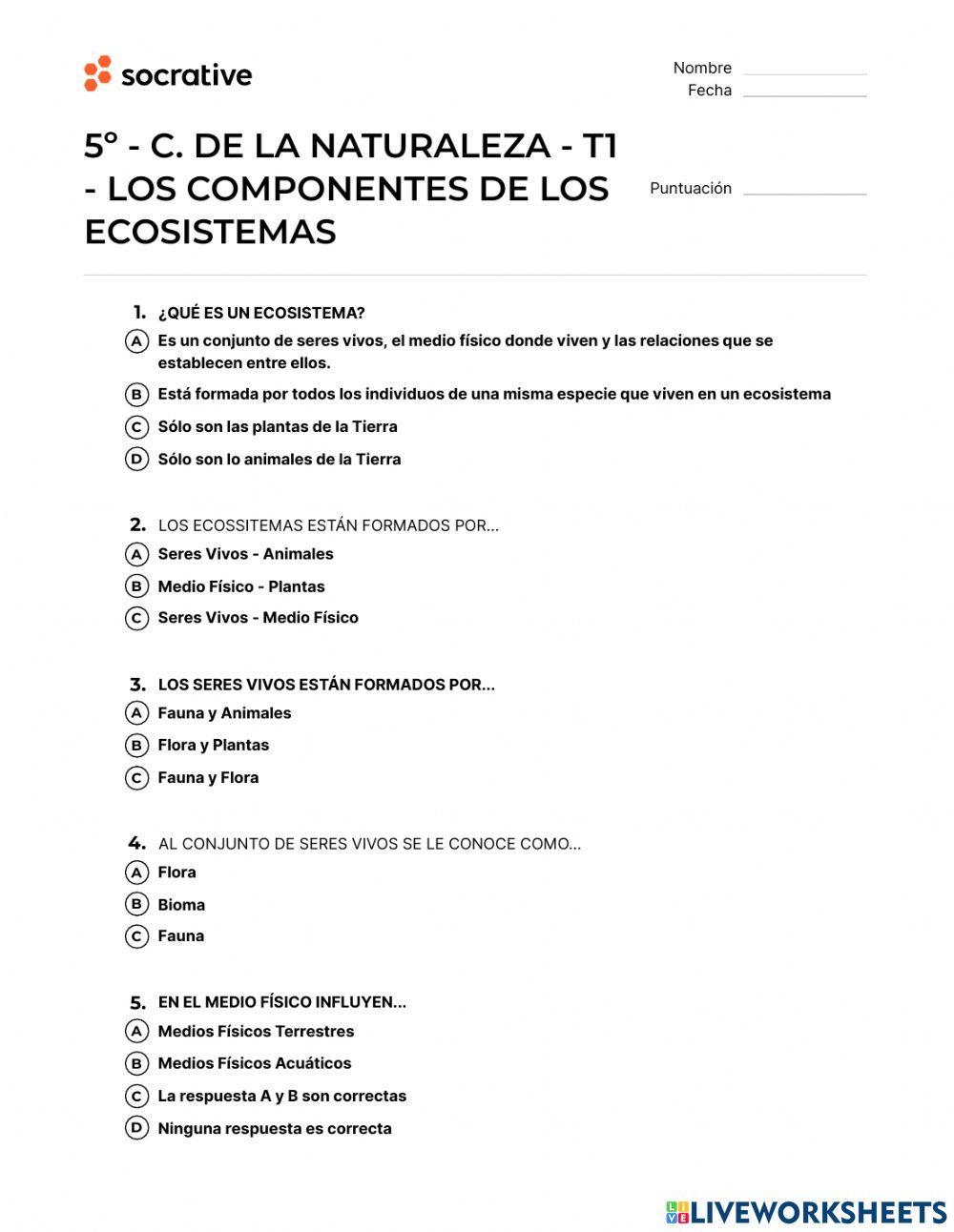 Los componentes de los ecosistemas