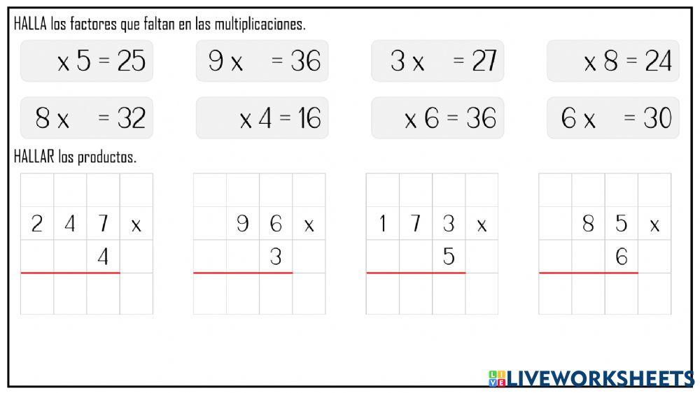 Multiplicaciones 4, 5, 6