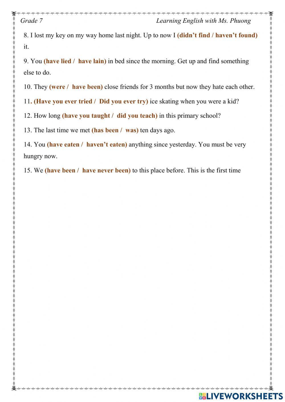 English 7 online exercise for Grade 7 | Live Worksheets