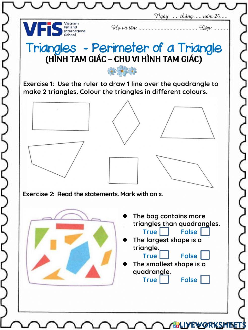 6739286 | Worksheet - Triangles - Perimeter of a Triangle