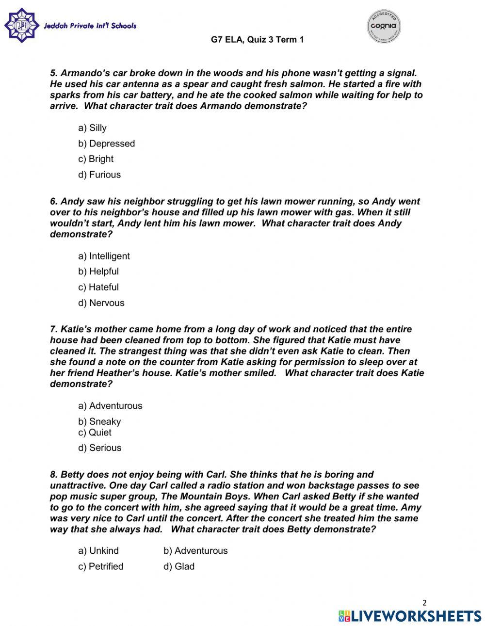 Quiz 3 a simple act ELA