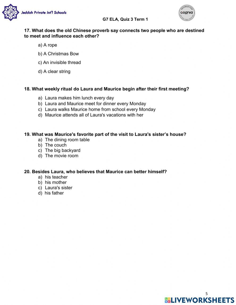 Quiz 3 a simple act ELA