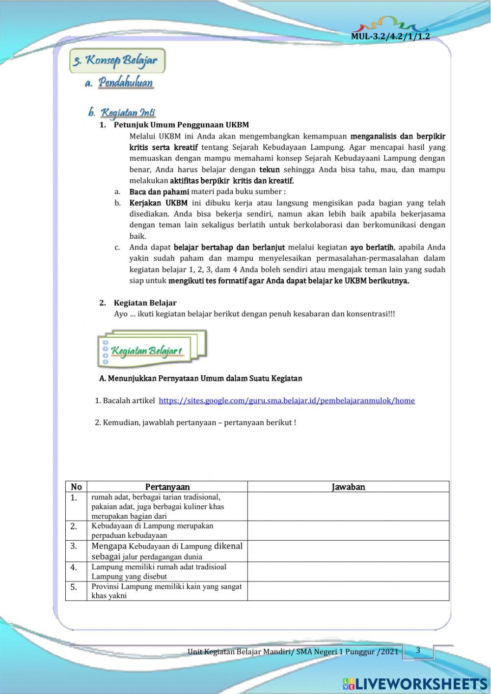 UKBM Sejarah Kebudayaan Lampung