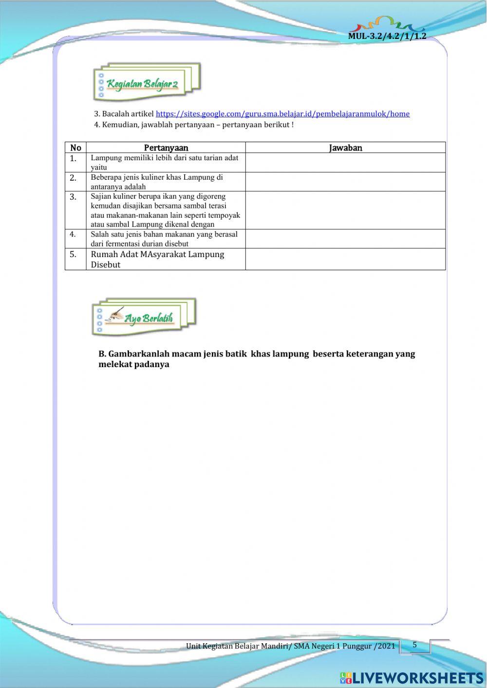 UKBM Sejarah Kebudayaan Lampung