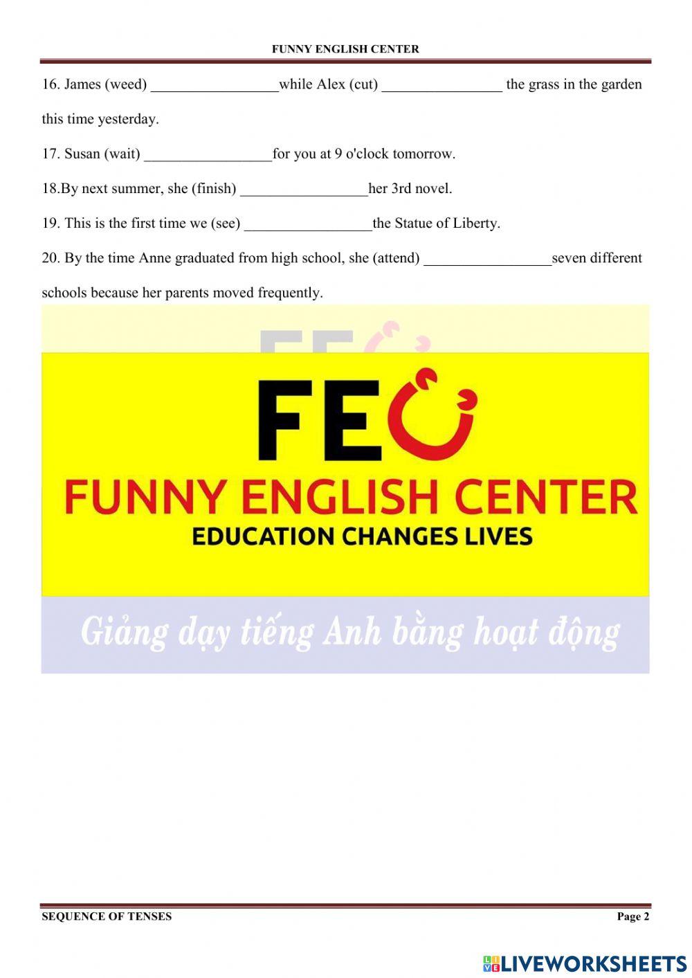E 9 sequence of tenses worksheet 3 1525158 nguyen huu