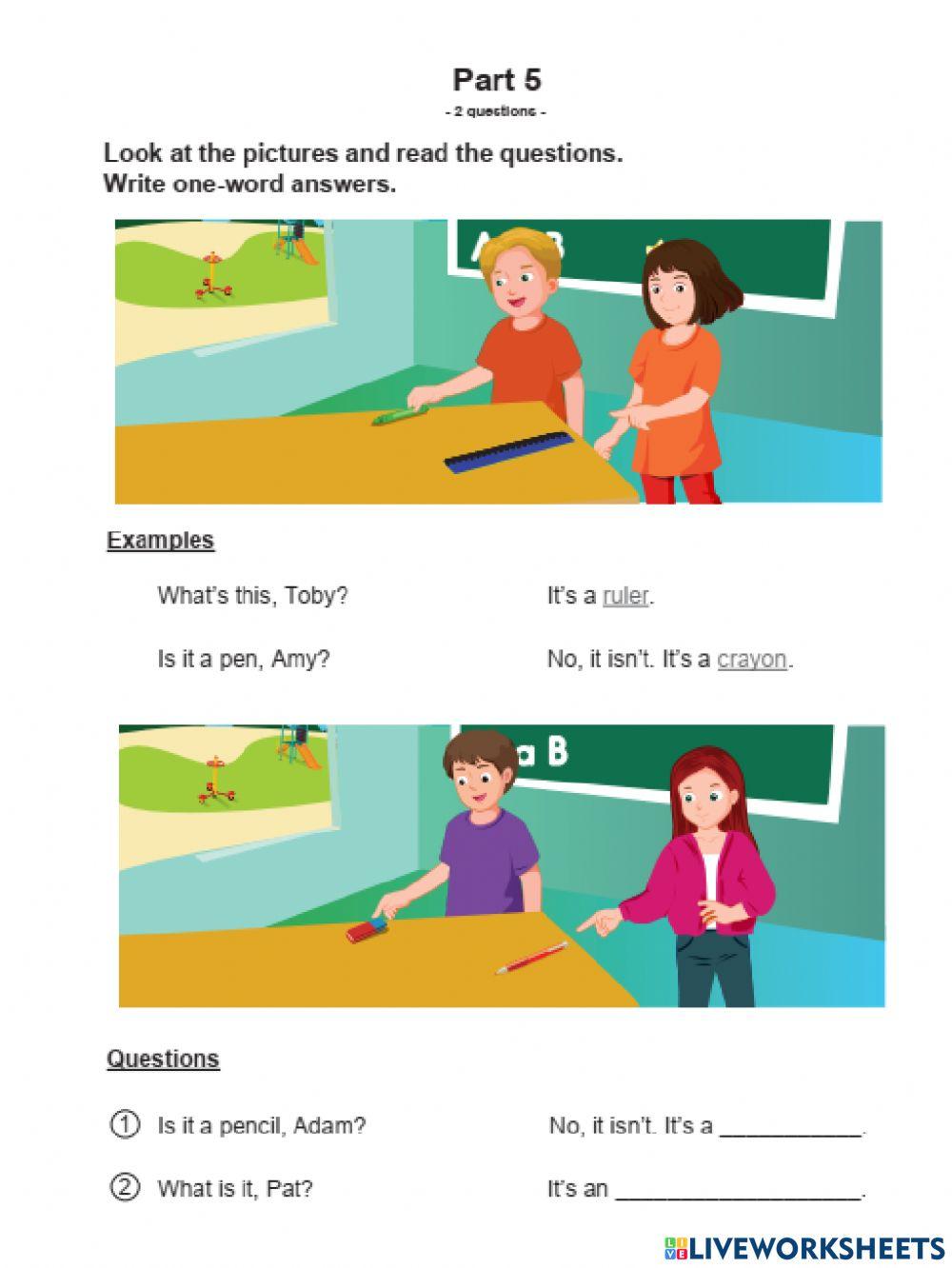 Reading and Writing test Theme 2- Level 2