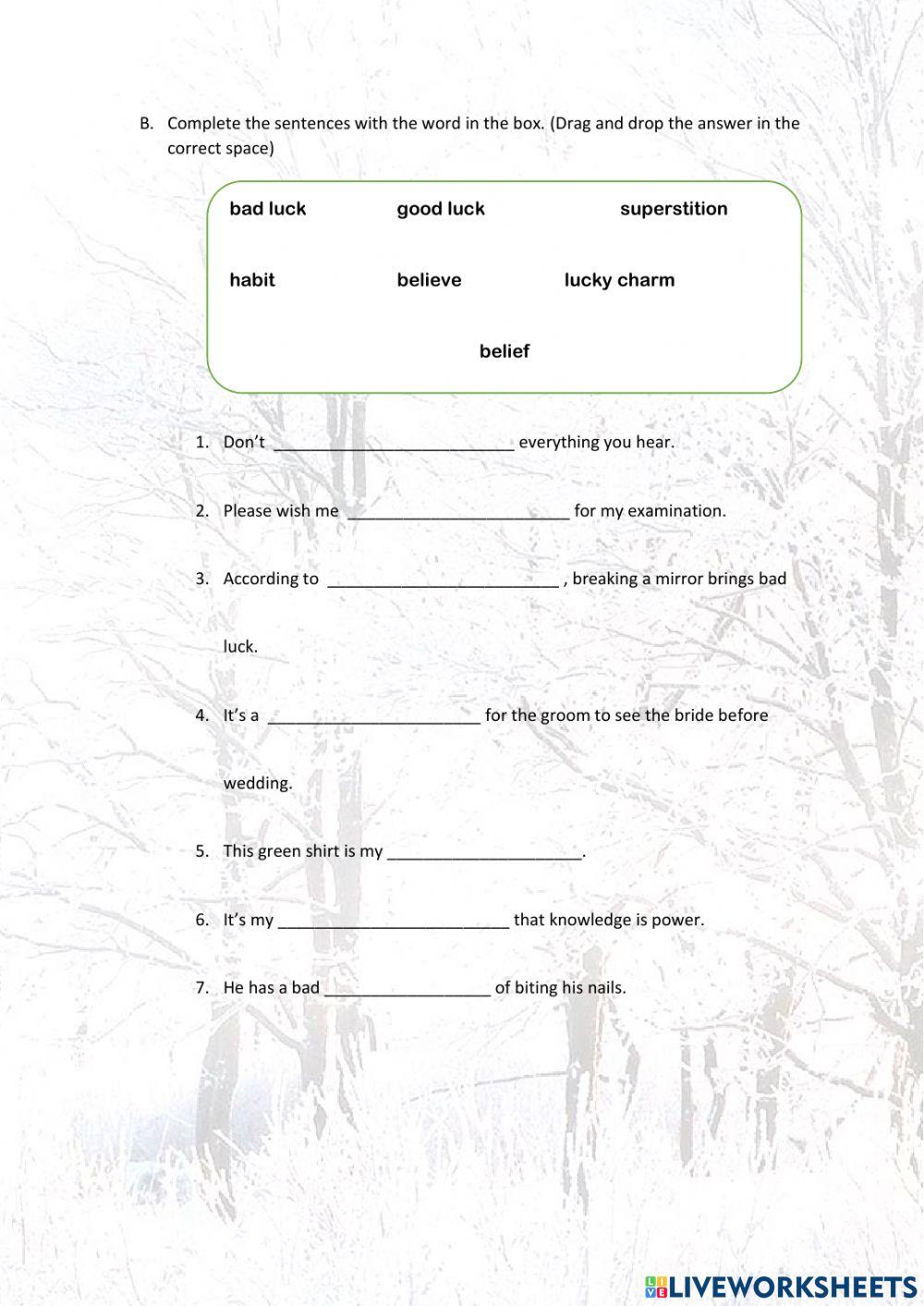 Vocabulary (superstition)