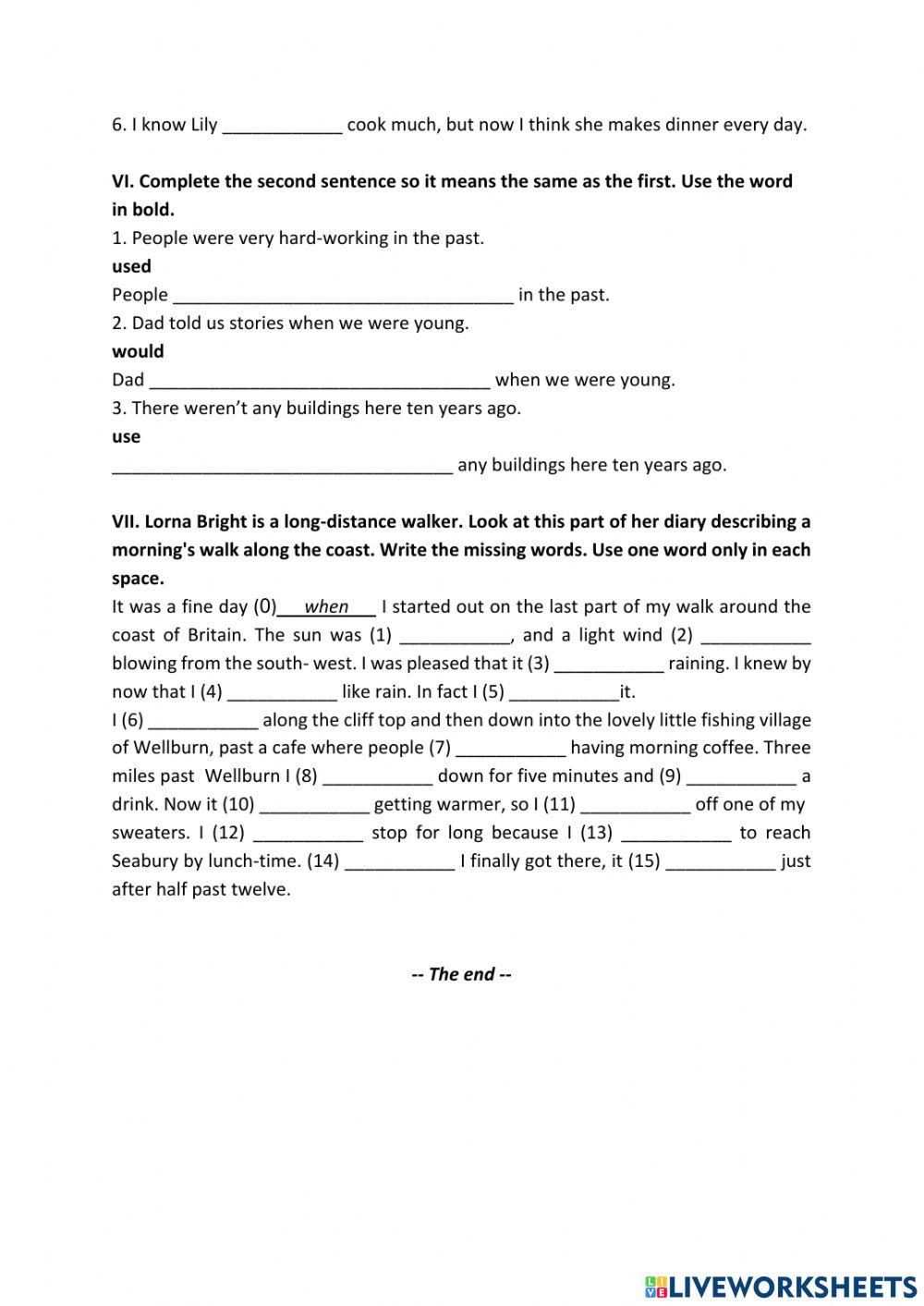 Test past simple and past continuous