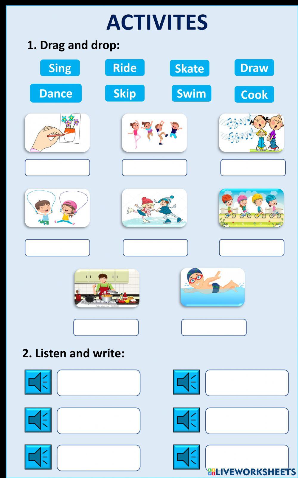 Activities online exercise for 4 | Live Worksheets