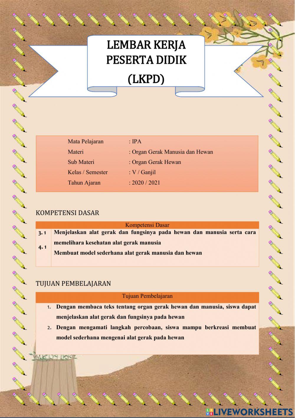 Lembar Kerja Peserta Didik Kelas V Tema 5 Subtema 1