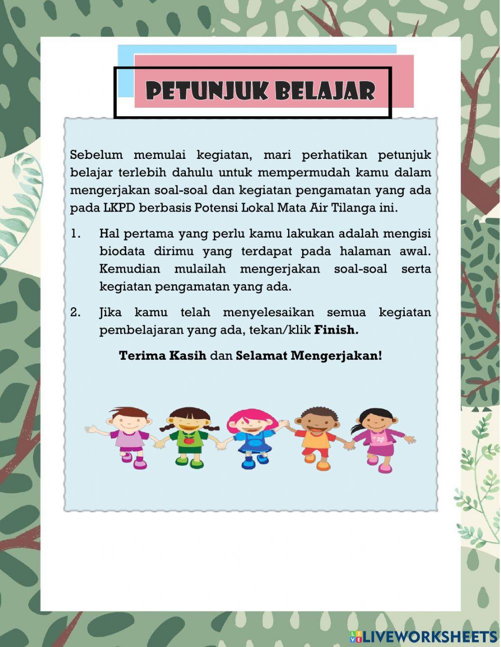 LKPD Interaksi Makhluk Hidup dengan Lingkungan berbasis Potensi Lokal Mata Air Tilanga