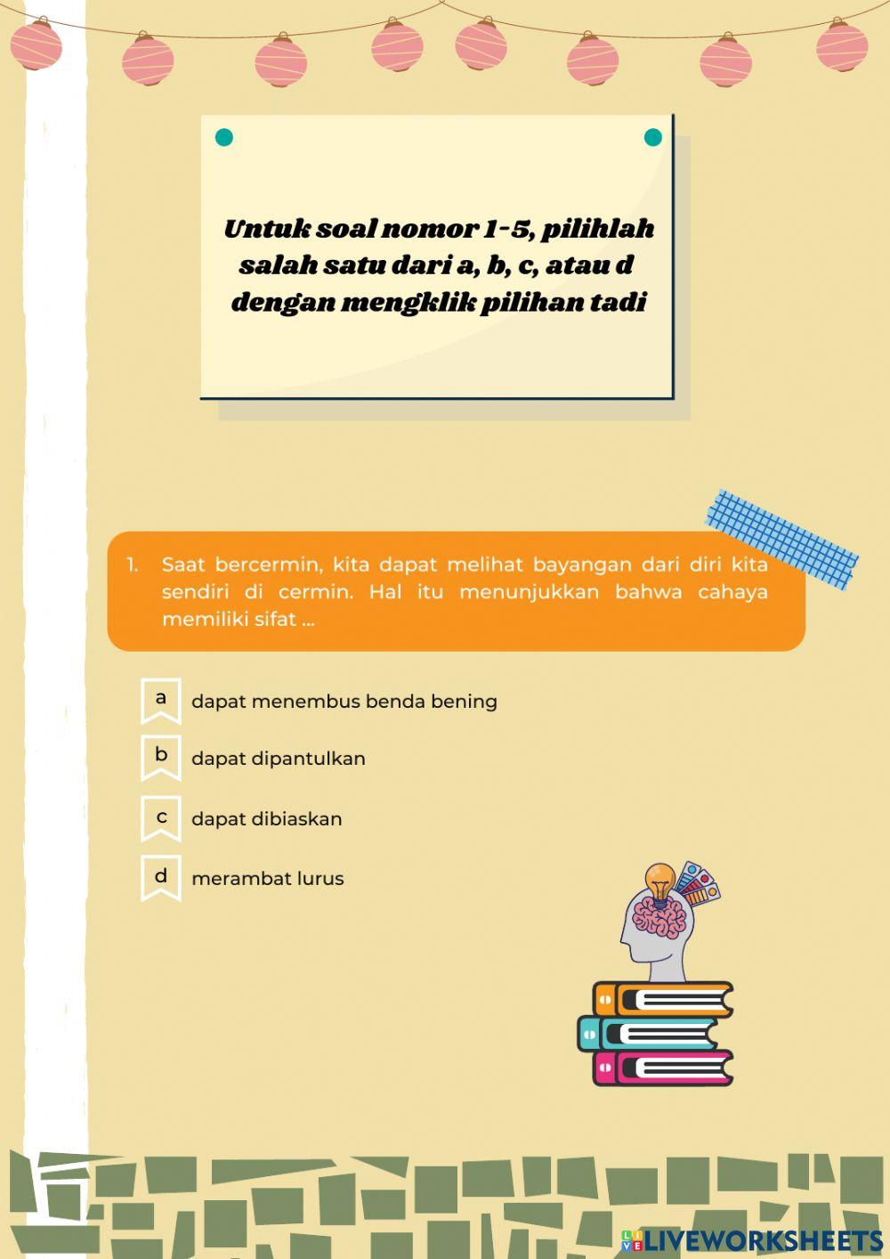 Soal IPA Kelas 4 Tema 5 Subtema 1