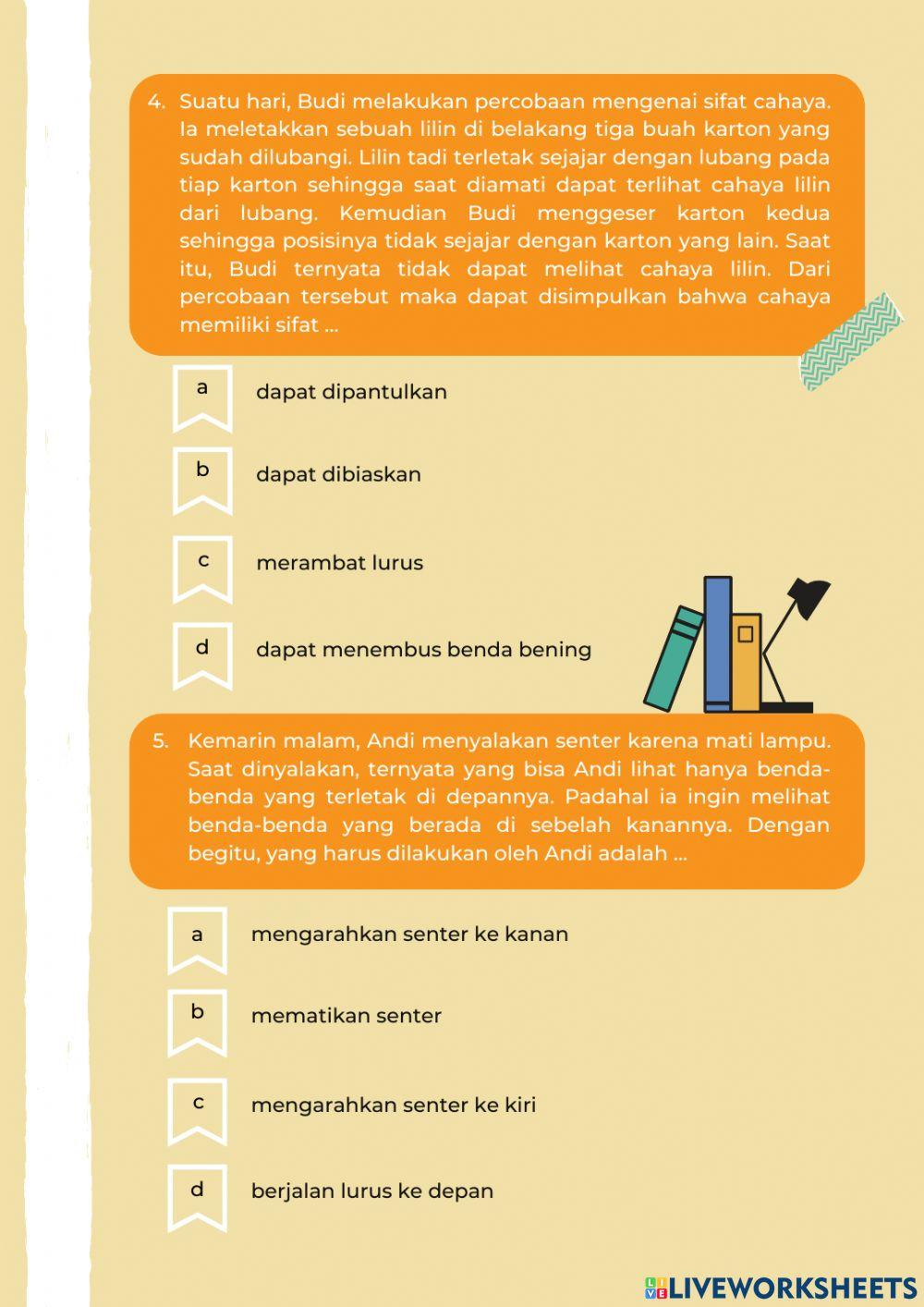 Soal IPA Kelas 4 Tema 5 Subtema 1