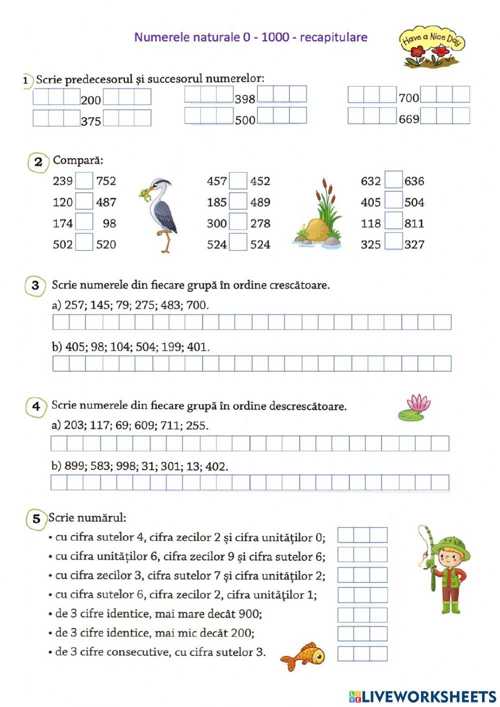 Numerația  0 - 1000
