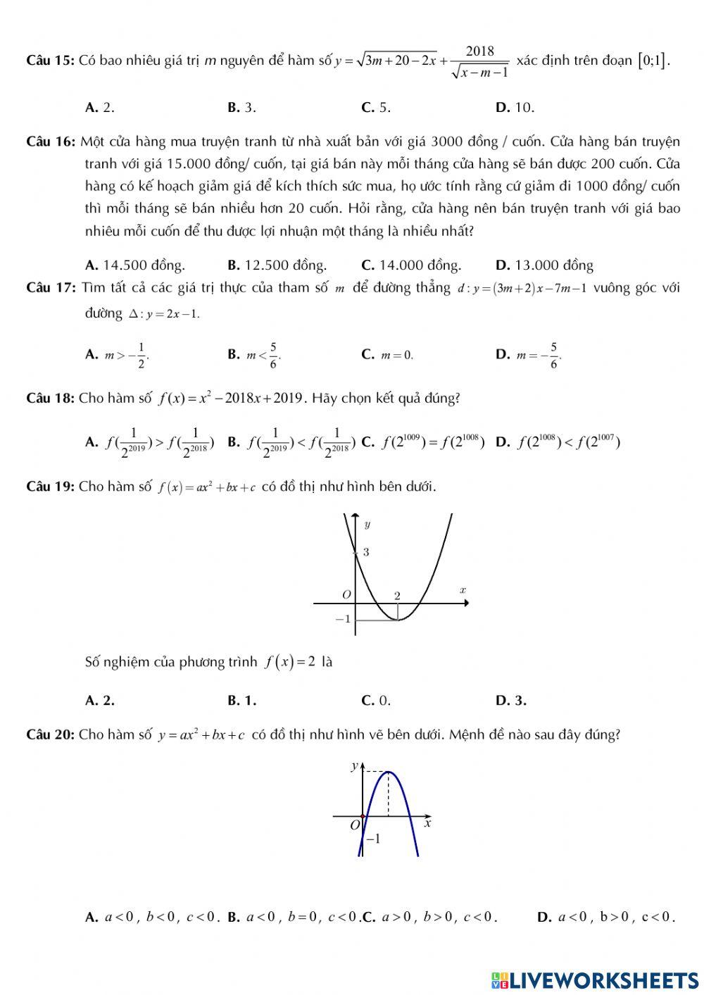 Đại số 10 - Ôn tập chương 2 - Lần 1