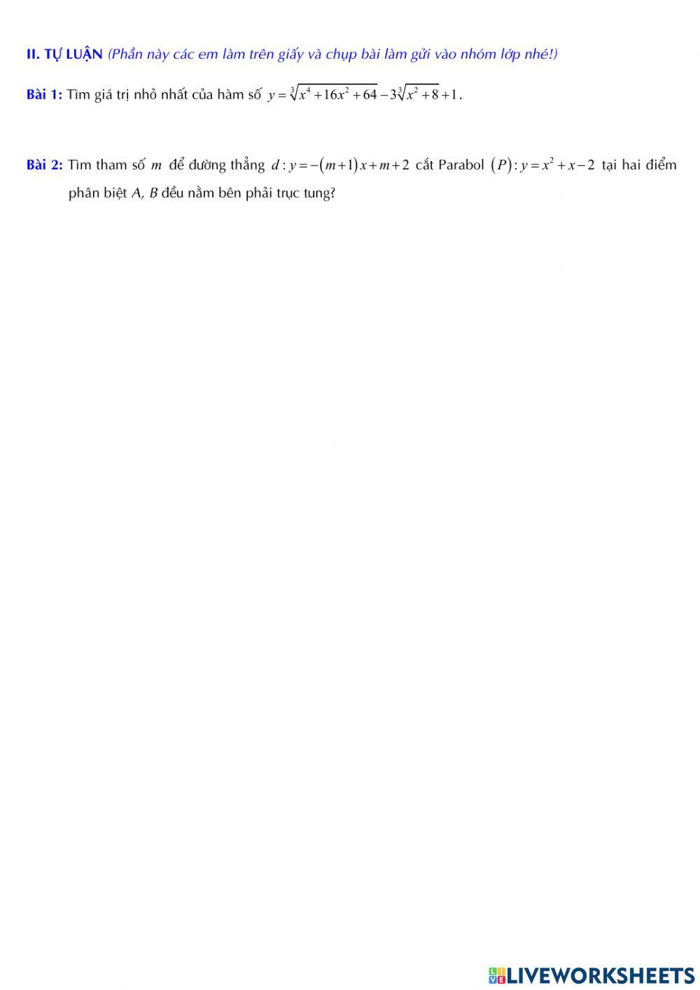 Đại số 10 - Ôn tập chương 2 - Lần 1