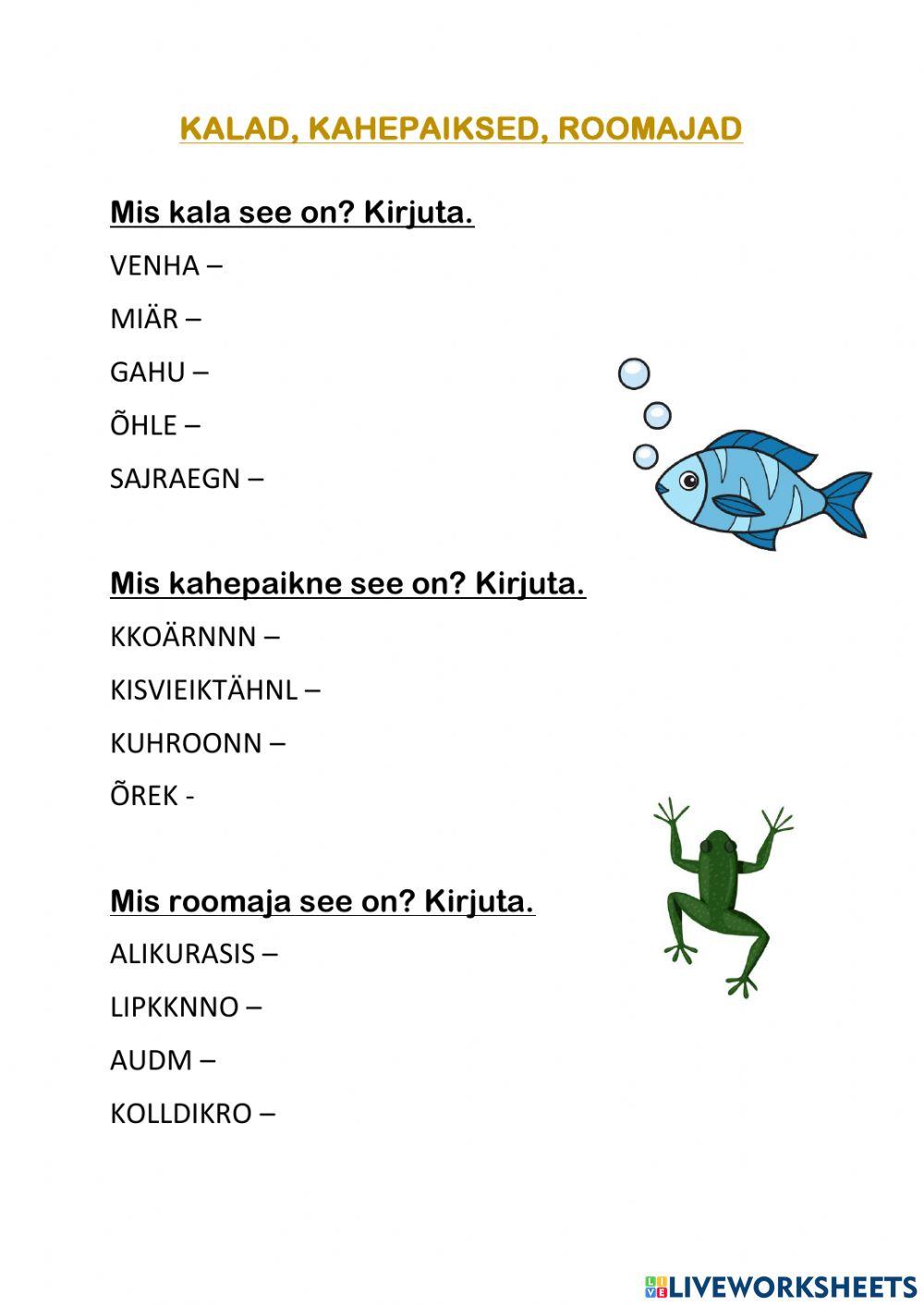 Kalad, kahepaiksed, roomajad