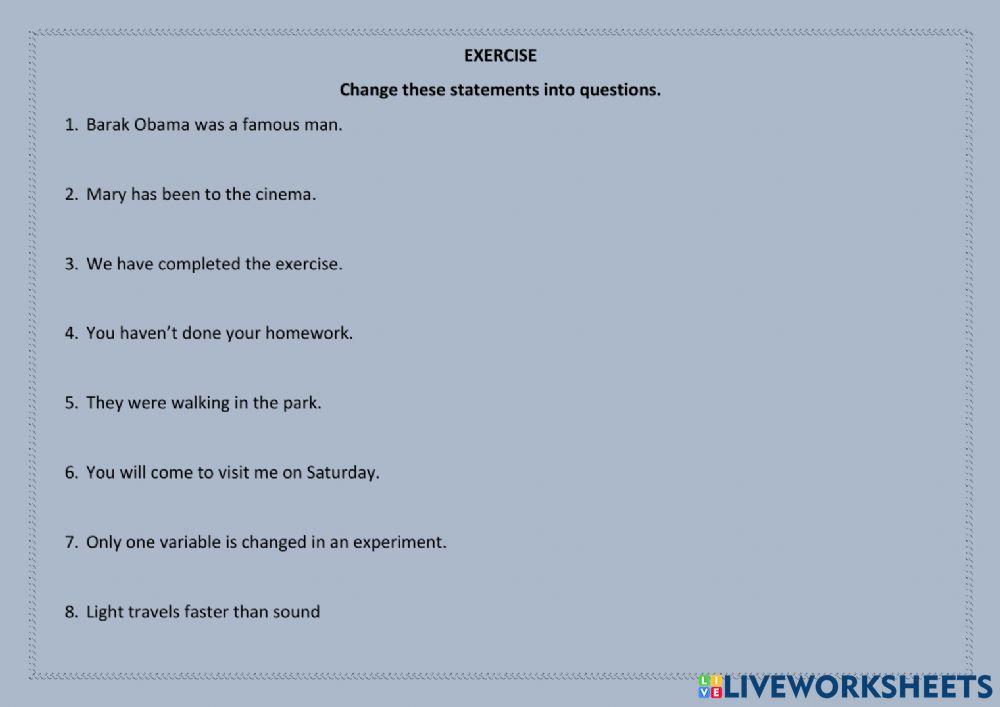 Question Mark Worksheet