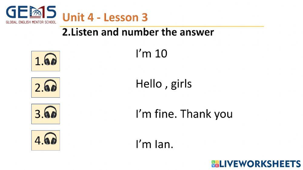 Eu starter - unit 4 - lesson 3 & 4