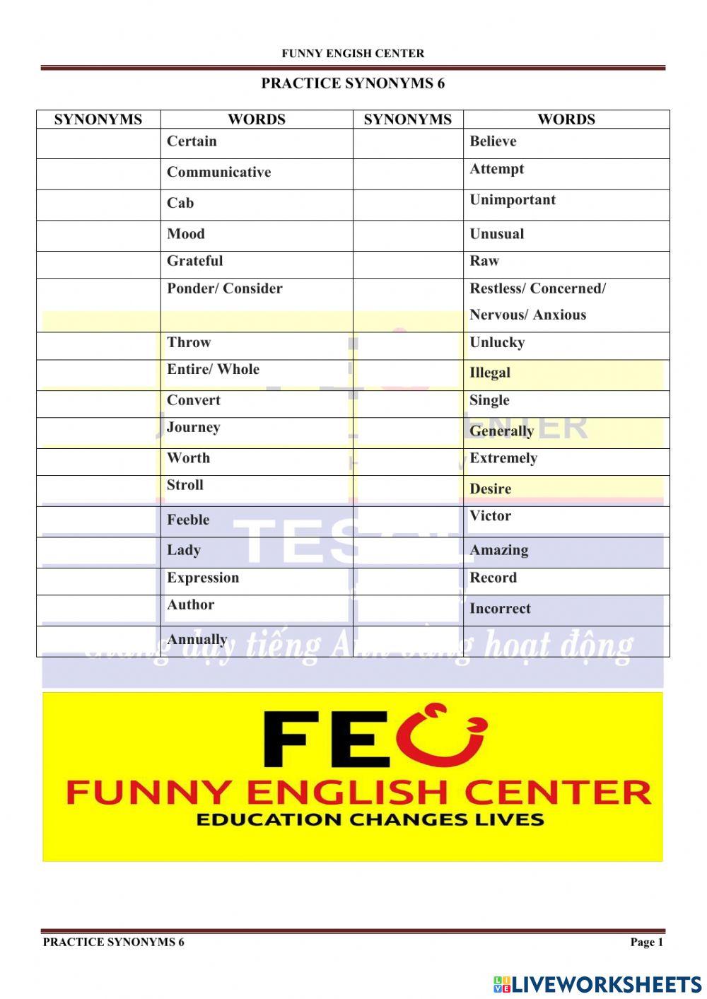 Practice Synonyms 6 Worksheet Live Worksheets practice-synonyms-6-worksheet-live-worksheets