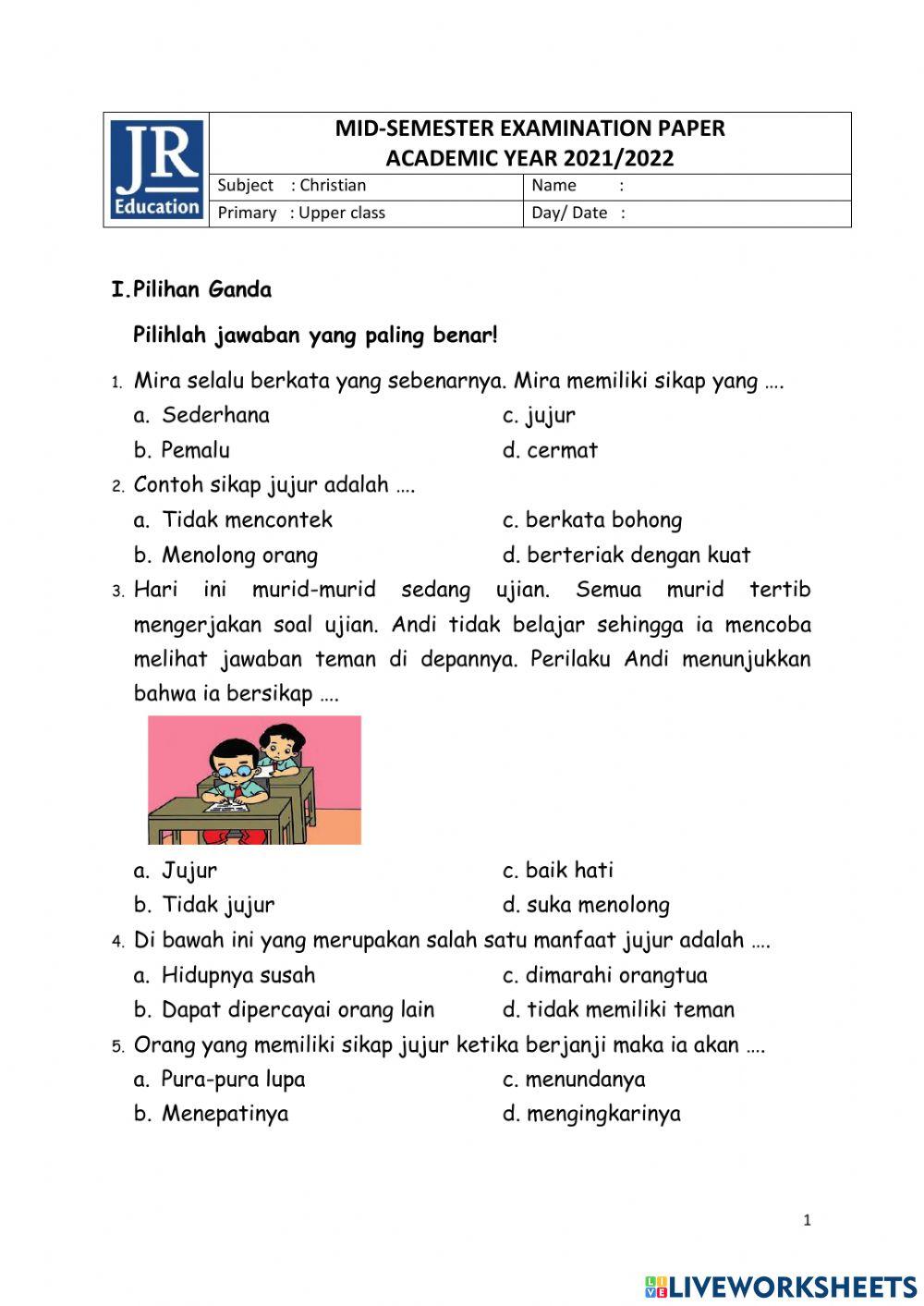 Mid Semester Agama Kristen Upper class