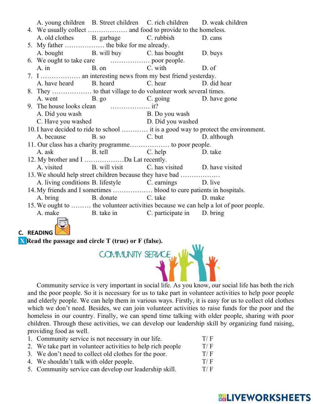 Unit 3: Community service (Vocabulary)