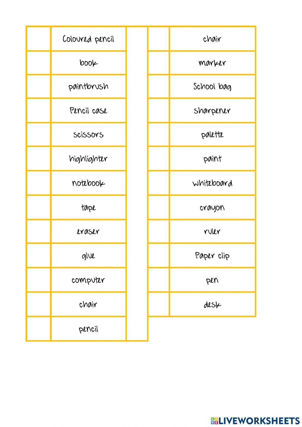 Read and choose school supplies