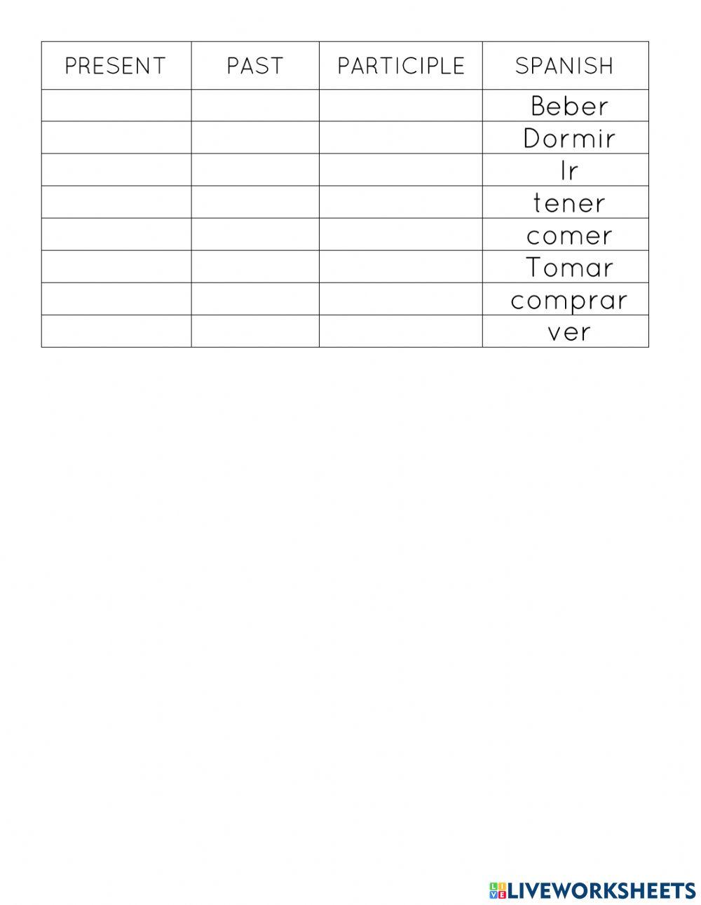 Verbs irregular