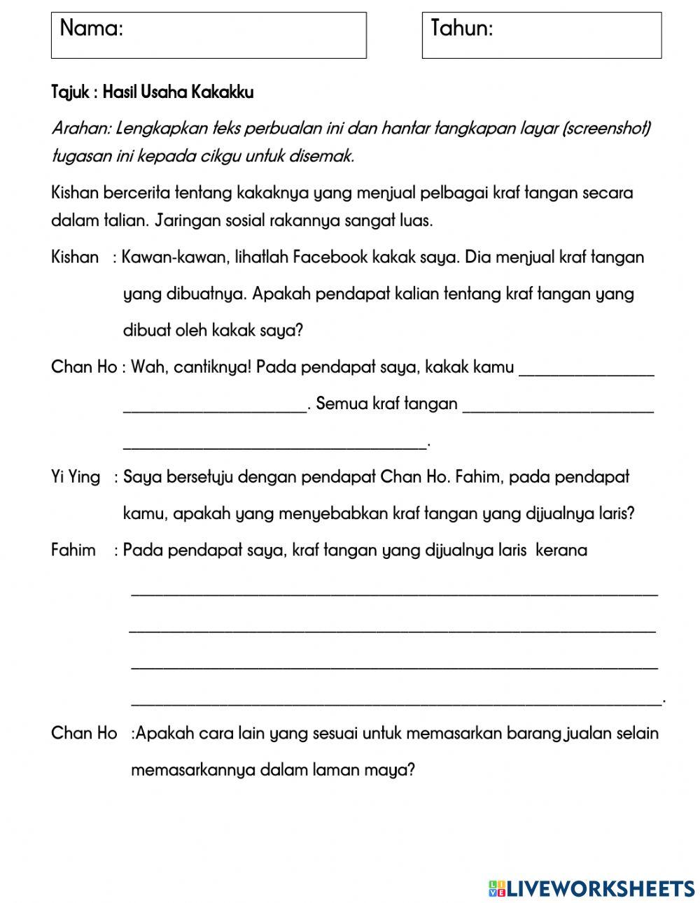 BM Tahun 5 SJKC : Hasil Usaha Kakakku