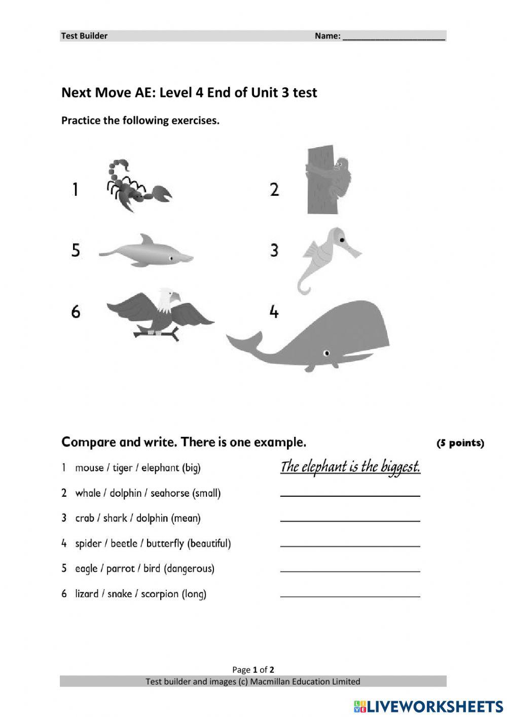 Next Move AE: Level 4 End of Unit 3 test