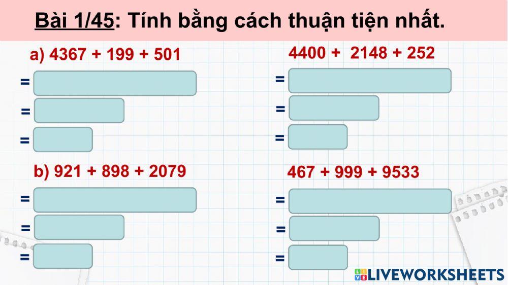 Tính chất kết hợp của phép cộng