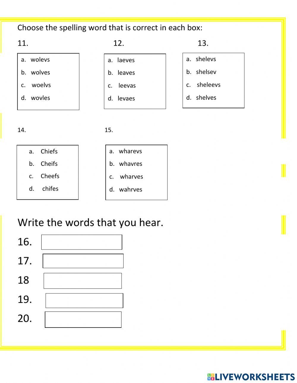 Making word ending in f and fe Plurals