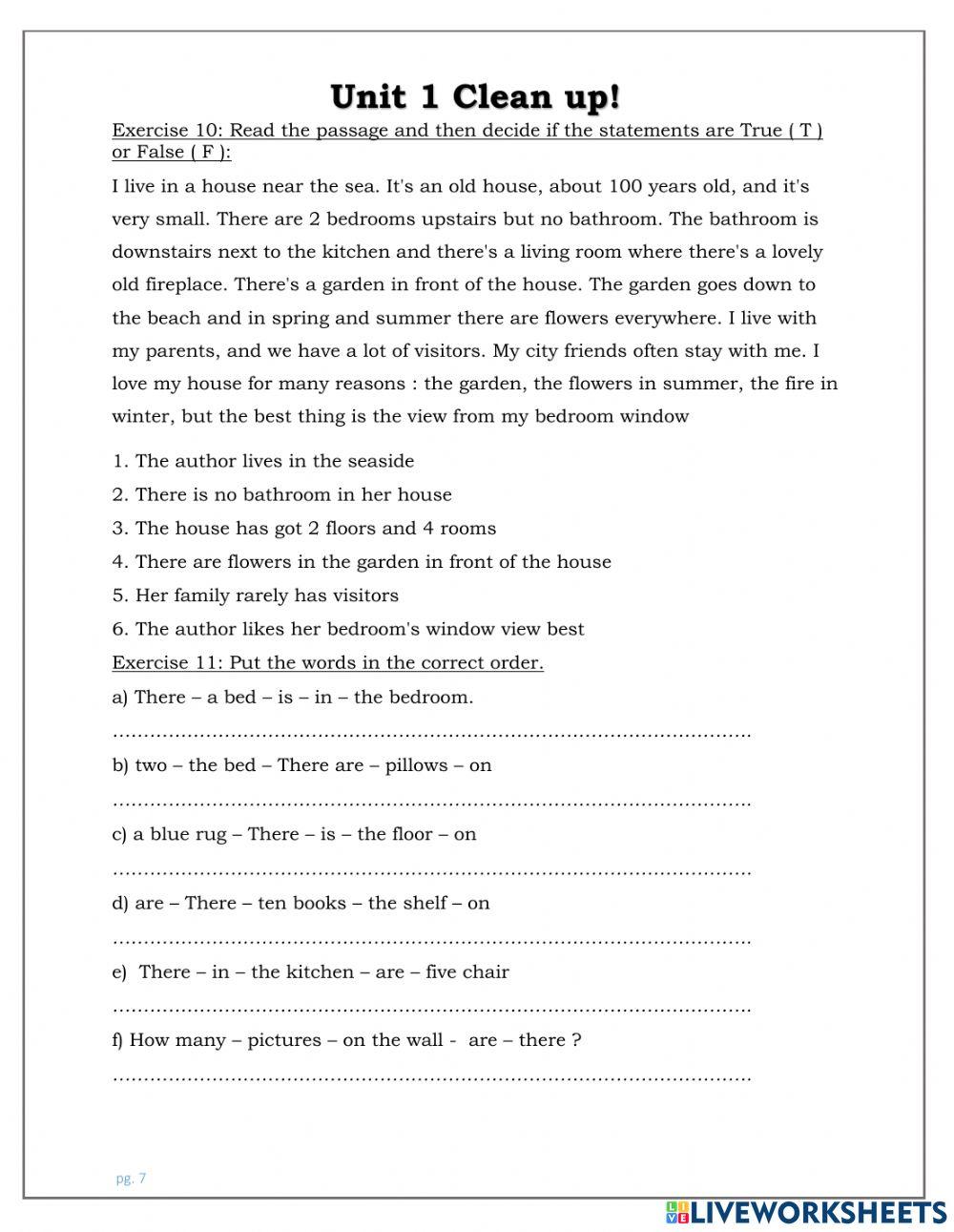 Review Unit 1: Clean up