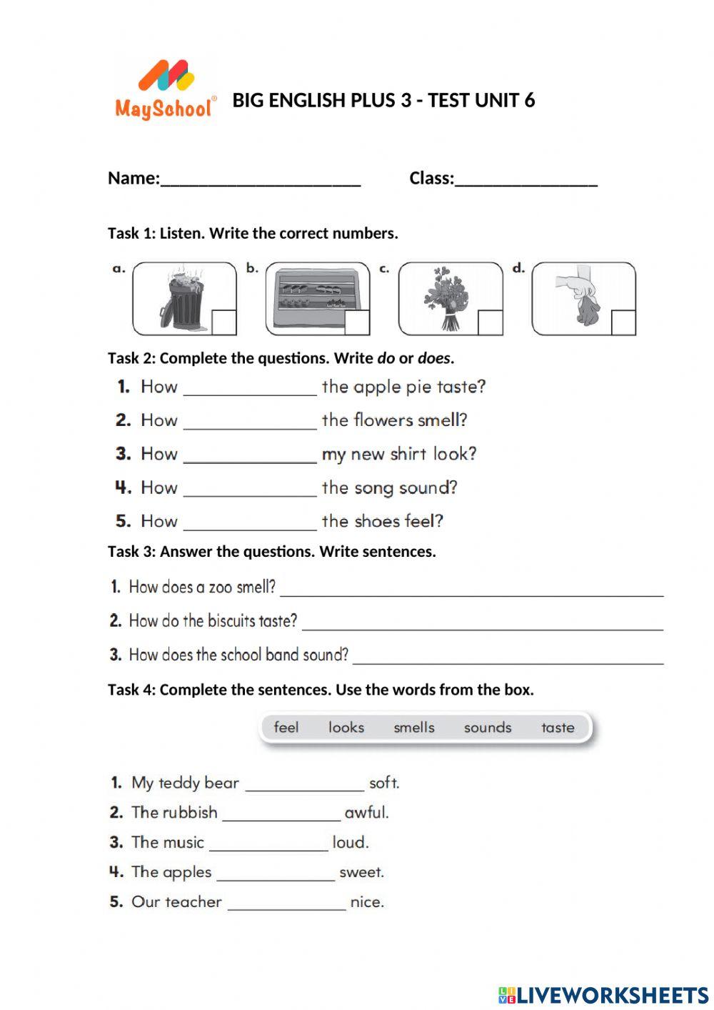 Big english plus test unit worksheet live worksheets 58 off