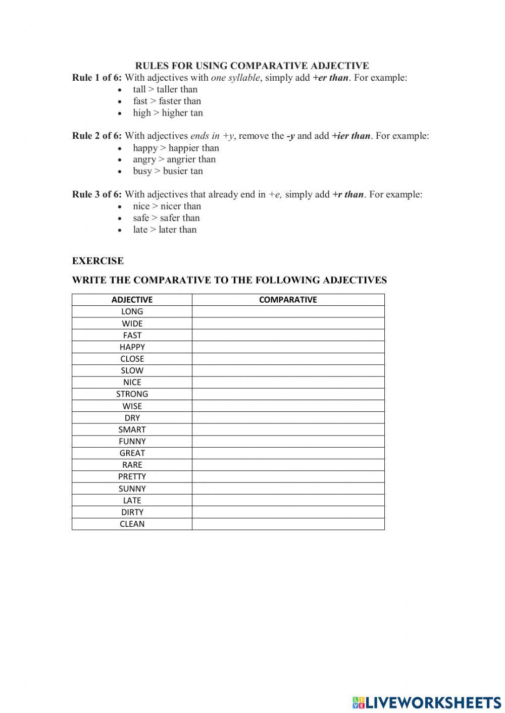 Three rules about compartive adjective