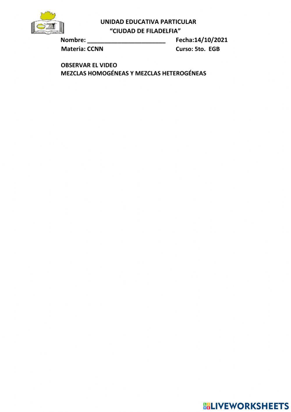 Mezclas homogéneas y heterogéneas